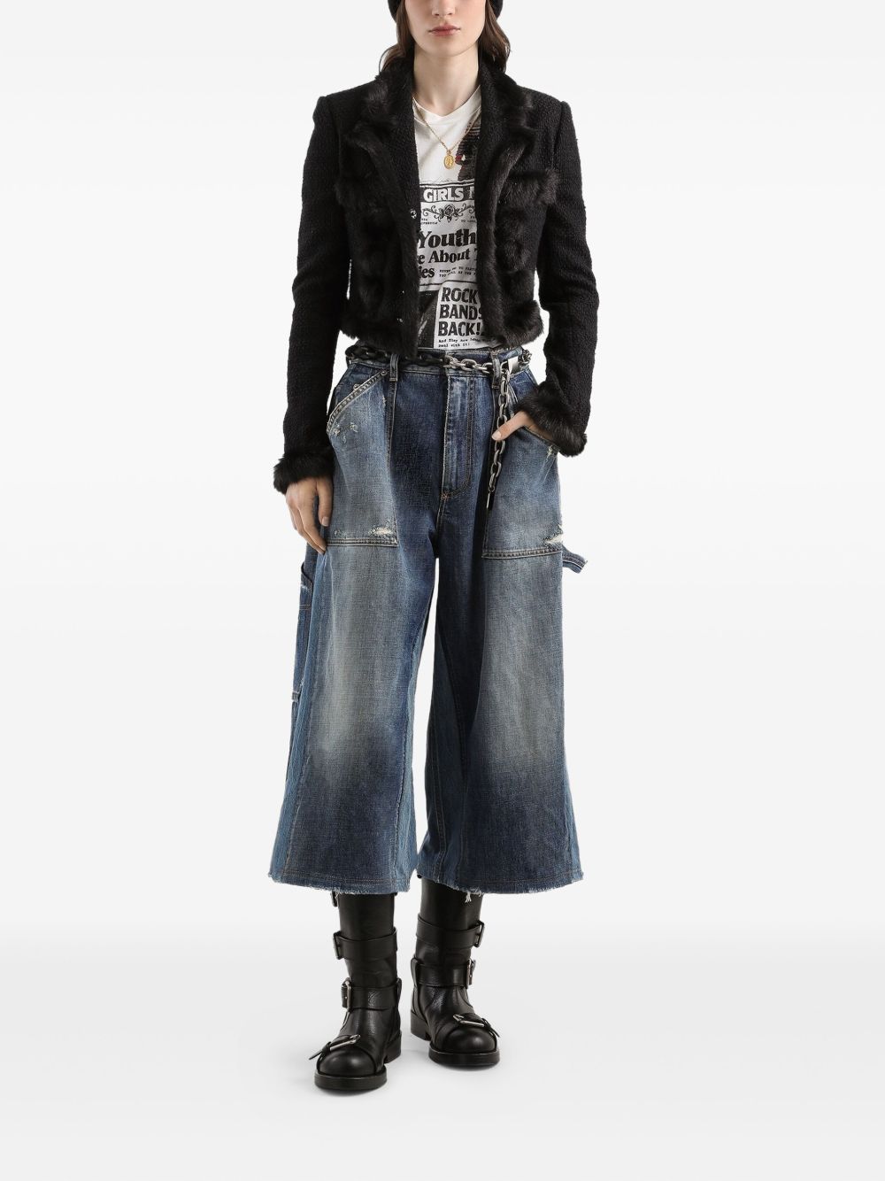 Dolce &amp; Gabbana Slim-Fit Distressed Blue Jeans with Logo Plaque Blue