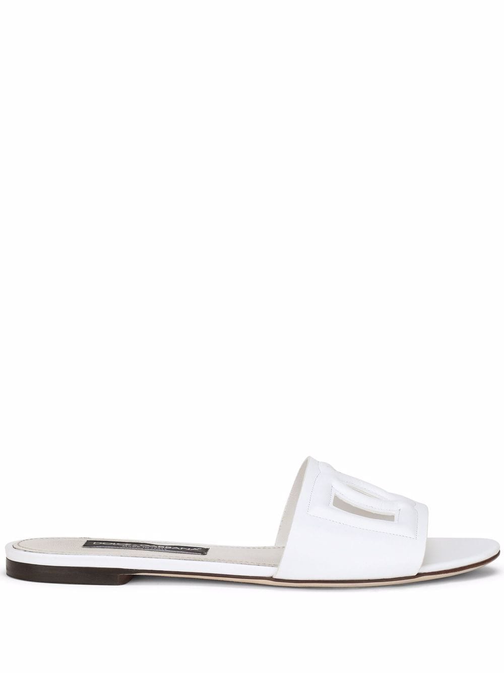 Dolce &amp; Gabbana DG Millennials Logo White Leather Sandals White