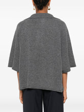 Emporio Armani Oversized Ribbed Wool-Cashmere Polo Shirt Grey