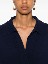 Emporio Armani Oversized Wool-Cashmere Polo Shirt Blue