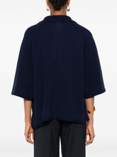Emporio Armani Oversized Wool-Cashmere Polo Shirt Blue