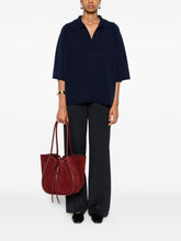 Emporio Armani Oversized Wool-Cashmere Polo Shirt Blue