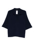 Emporio Armani Oversized Wool-Cashmere Polo Shirt Blue