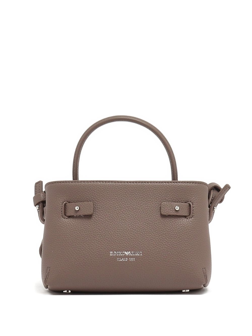 Emporio Armani Small Pebble-Texture Top Handle Handbag Dove Grey
