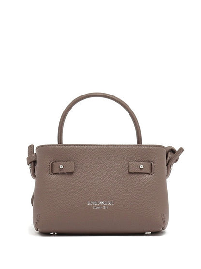 Emporio Armani Small Pebble-Texture Top Handle Handbag Dove Grey