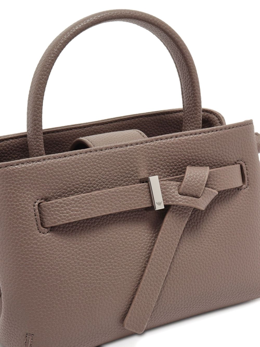 Emporio Armani Small Pebble-Texture Top Handle Handbag Dove Grey