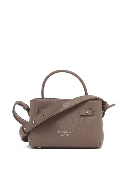 Emporio Armani Small Pebble-Texture Top Handle Handbag Dove Grey