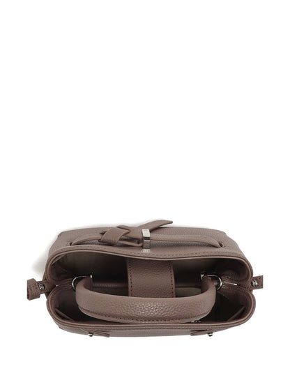 Emporio Armani Small Pebble-Texture Top Handle Handbag Dove Grey