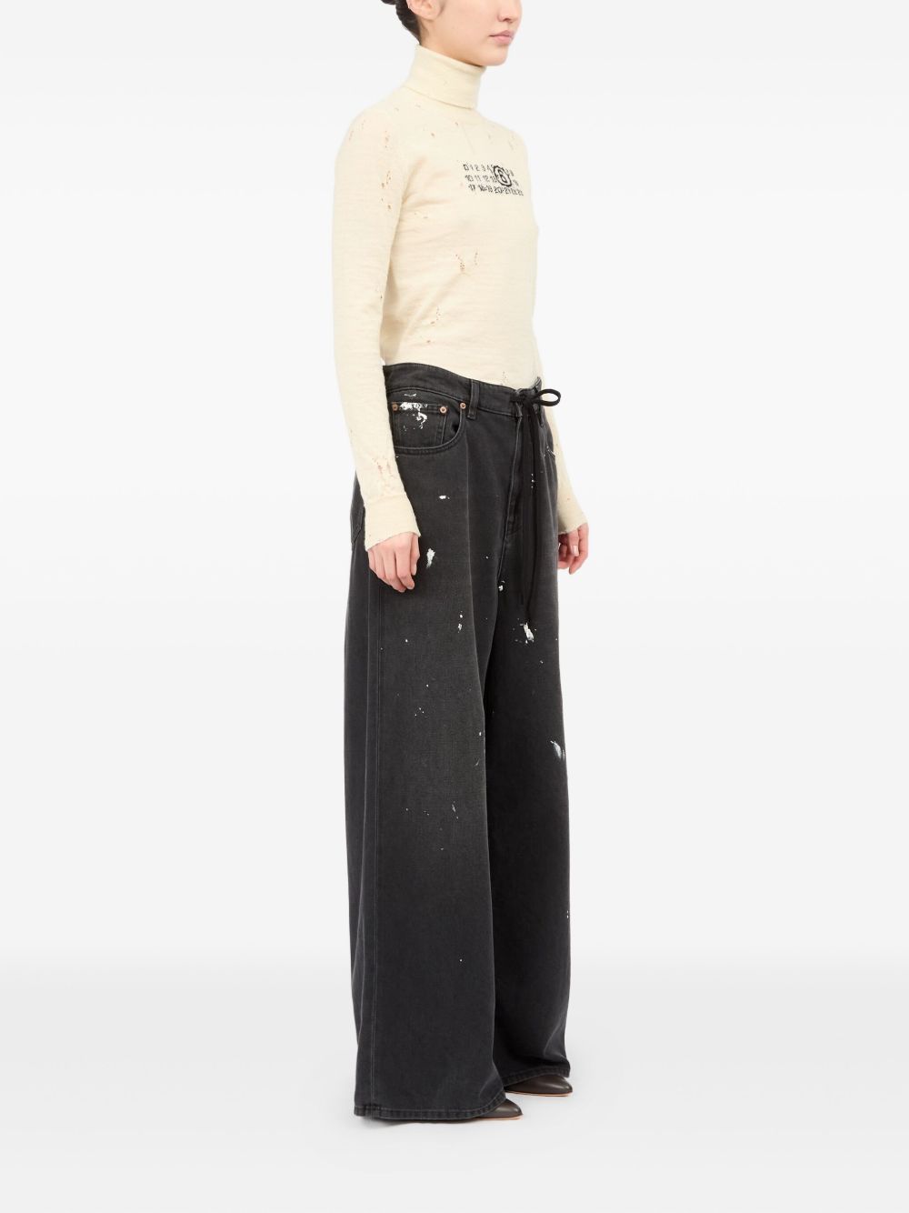 MM6 Maison Margiela Wide-Leg Cotton Denim Jeans Black Black