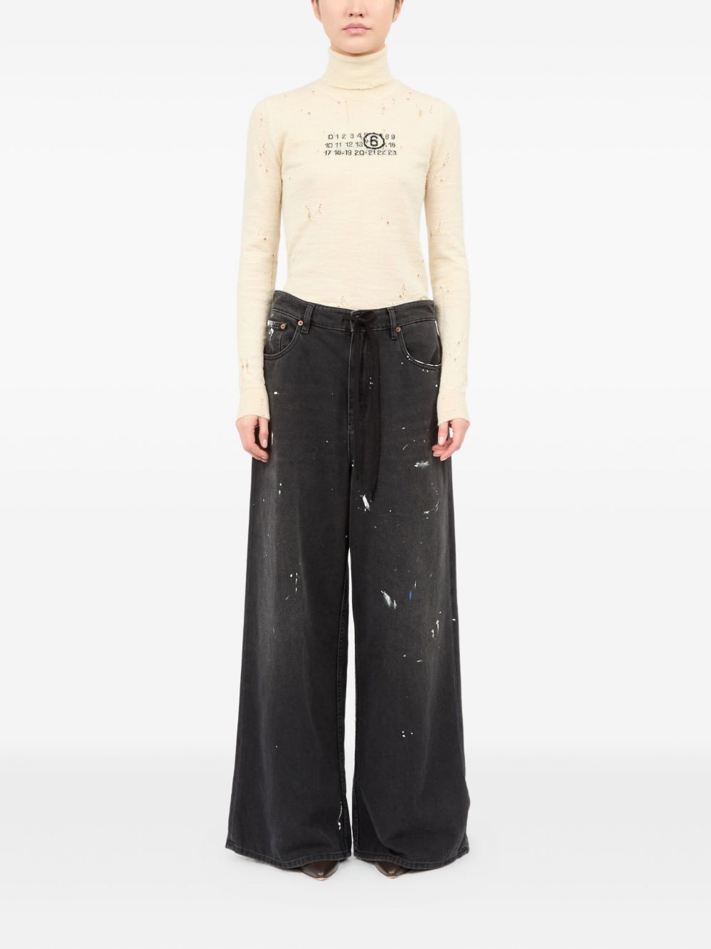 MM6 Maison Margiela Wide-Leg Cotton Denim Jeans Black Black