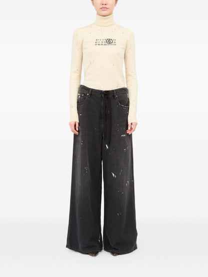 MM6 Maison Margiela Wide-Leg Cotton Denim Jeans Black Black