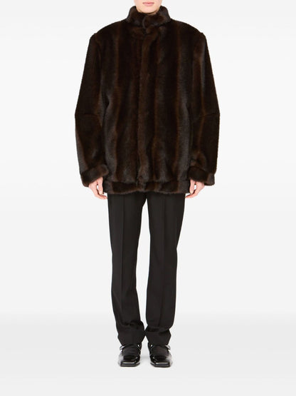 MM6 Maison Margiela Faux Fur Jacket Brown brown