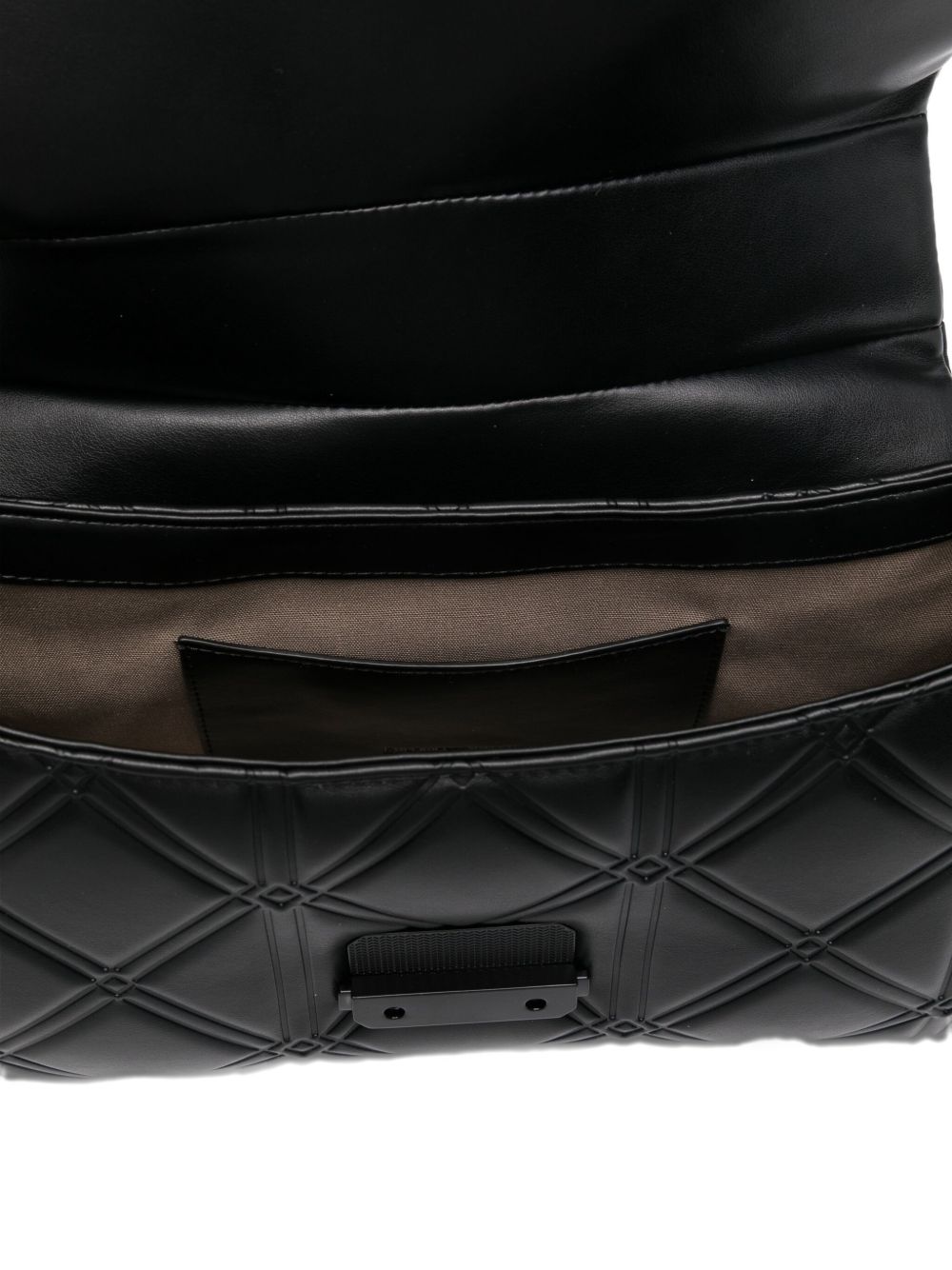 Emporio Armani Quilted Shoulder Bag with Chain-Link Detailing Black Black