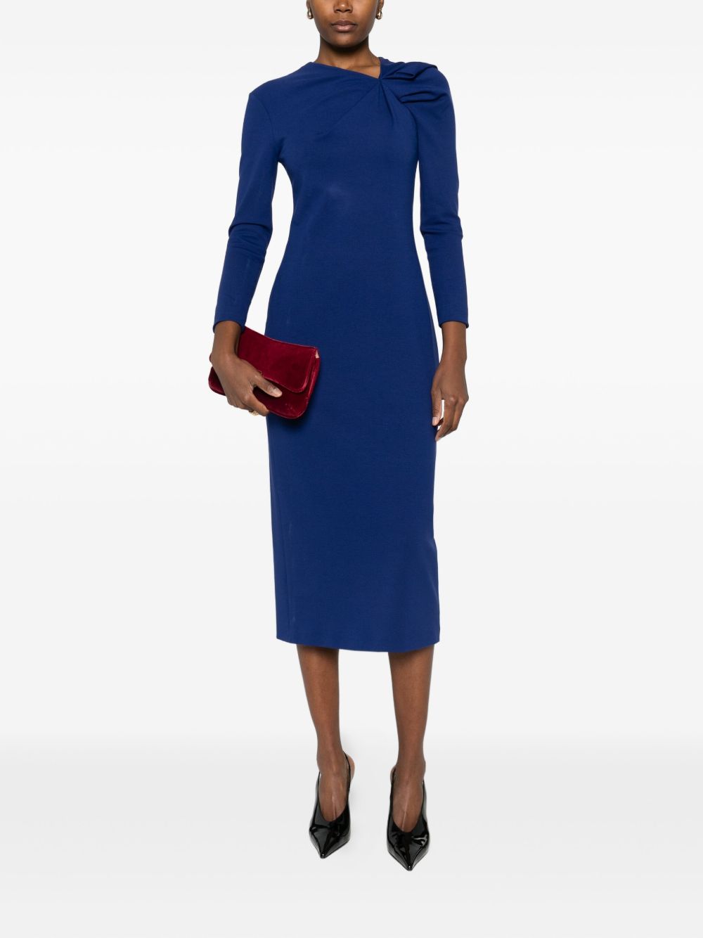 Emporio Armani Midi Knit Dress in Blue