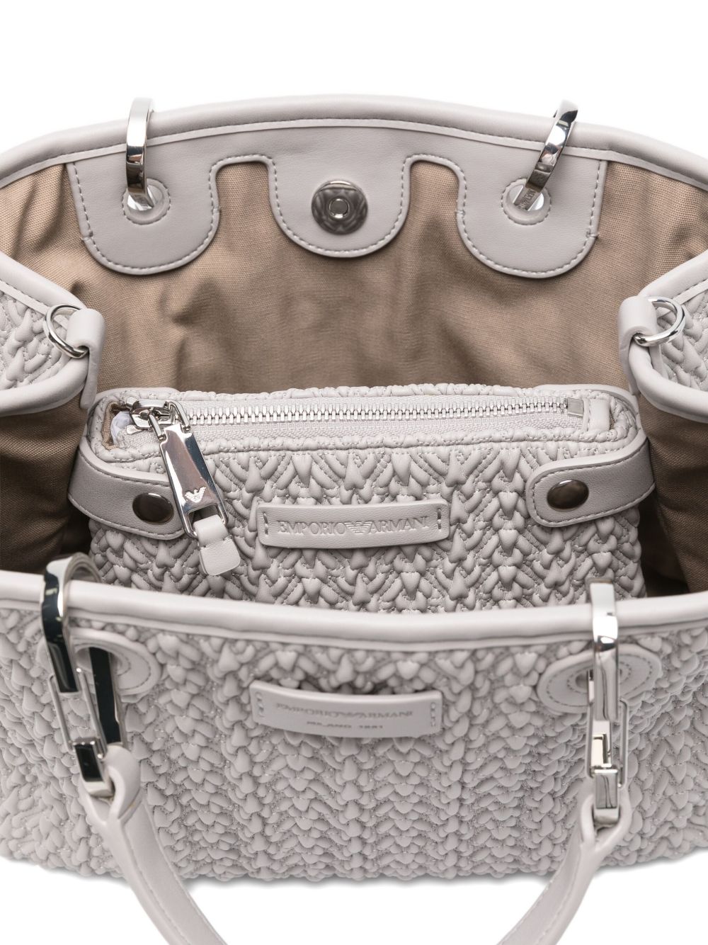 Emporio Armani MyEA Small Grey Woven Shopper Bag Grey