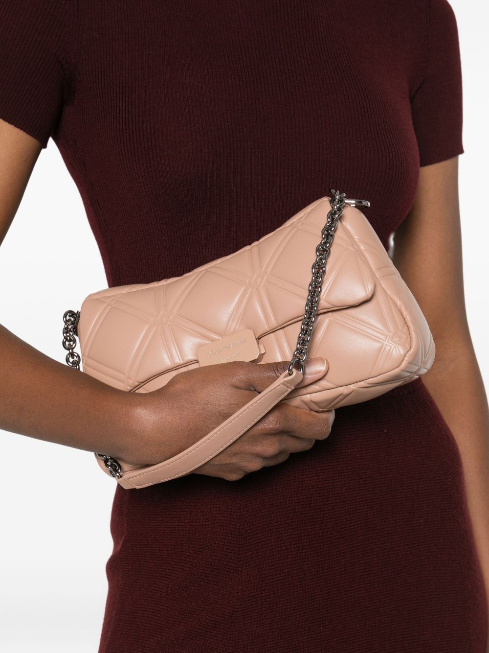 Emporio Armani Quilted Chain-Detail Shoulder Bag Beige beige