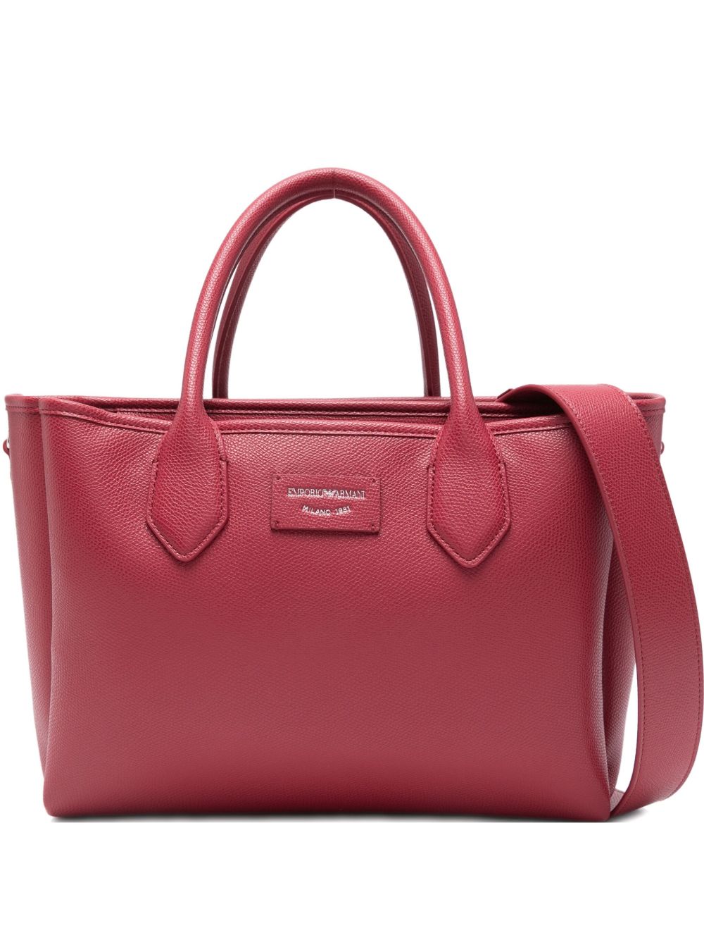 Emporio Armani Medium Bordeaux Shopper Tote Bag with Detachable Strap Bordeaux