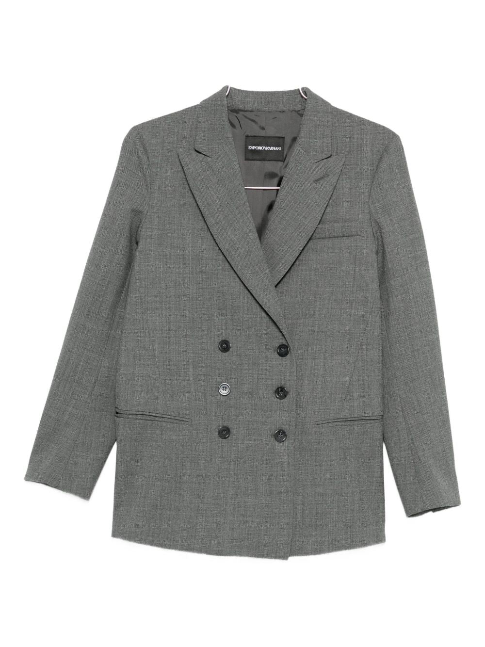 Emporio Armani Single-Breasted Virgin Wool Blazer Grey