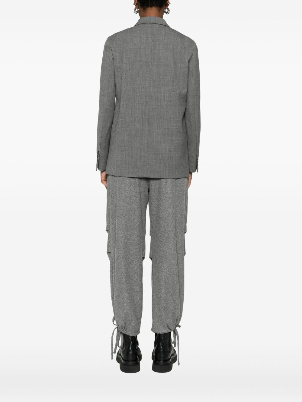 Emporio Armani Single-Breasted Virgin Wool Blazer Grey