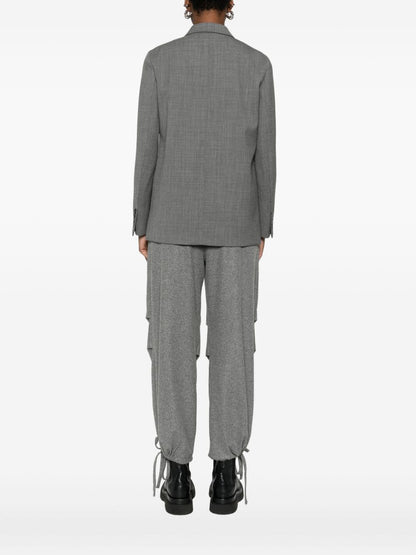 Emporio Armani Single-Breasted Virgin Wool Blazer Grey