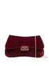 Emporio Armani Velvet Foldover Clutch Bag with Chain-Link Strap Bordeaux