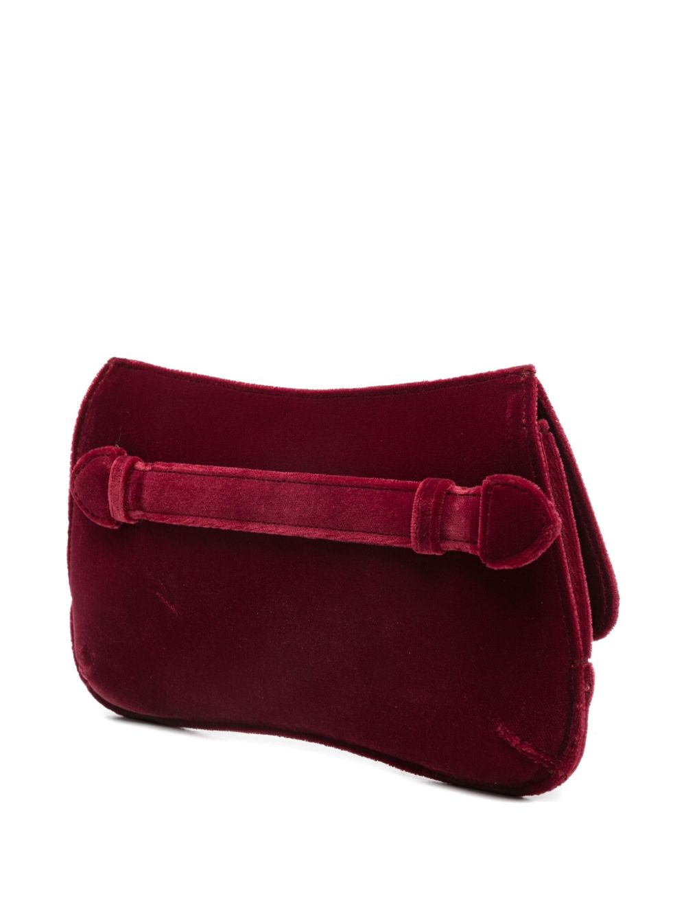 Emporio Armani Velvet Foldover Clutch Bag with Chain-Link Strap Bordeaux