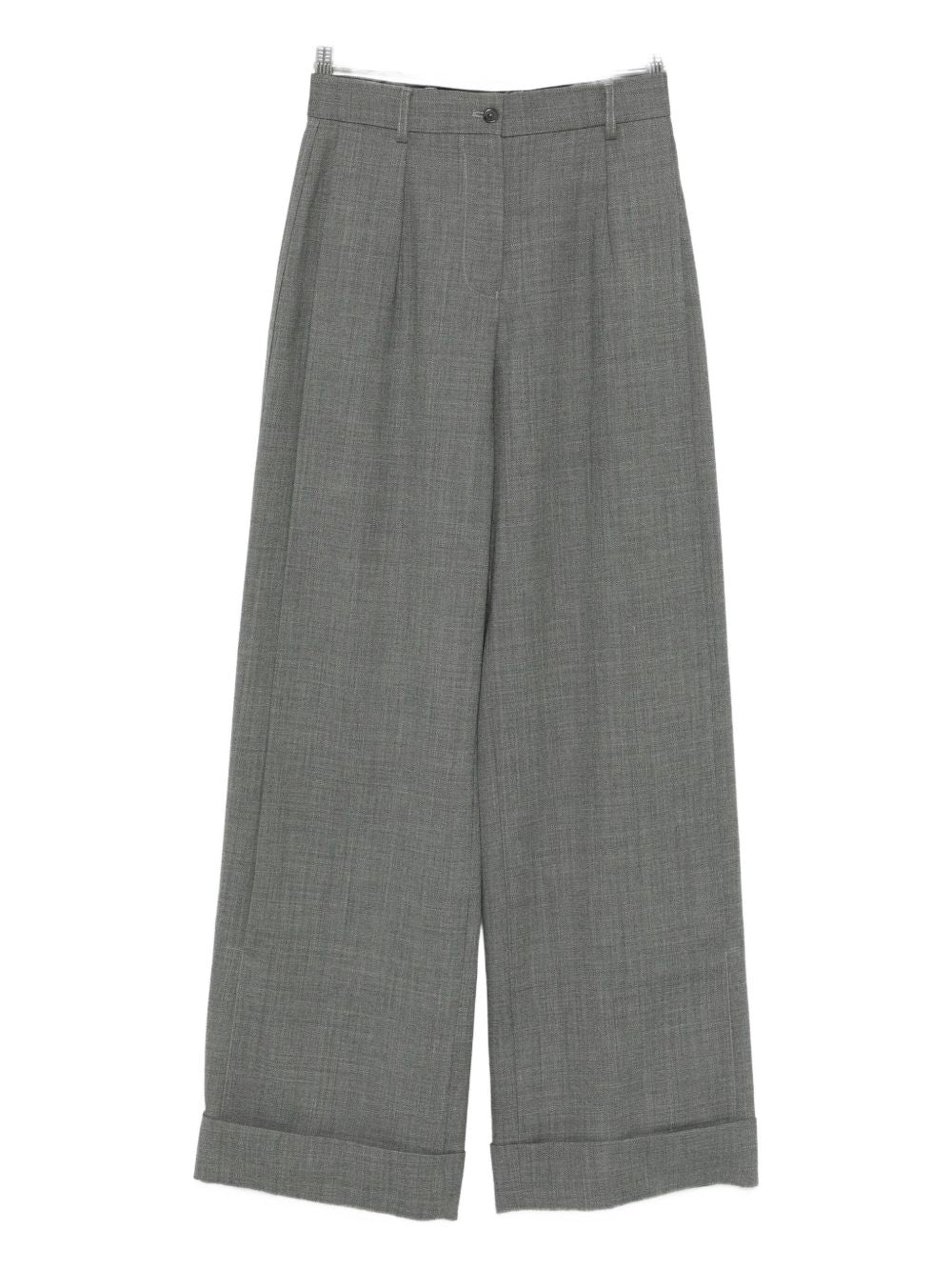 Emporio Armani Cuffed Hem Grey Wool Trousers Grey