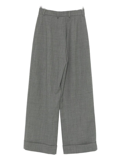 Emporio Armani Cuffed Hem Grey Wool Trousers Grey