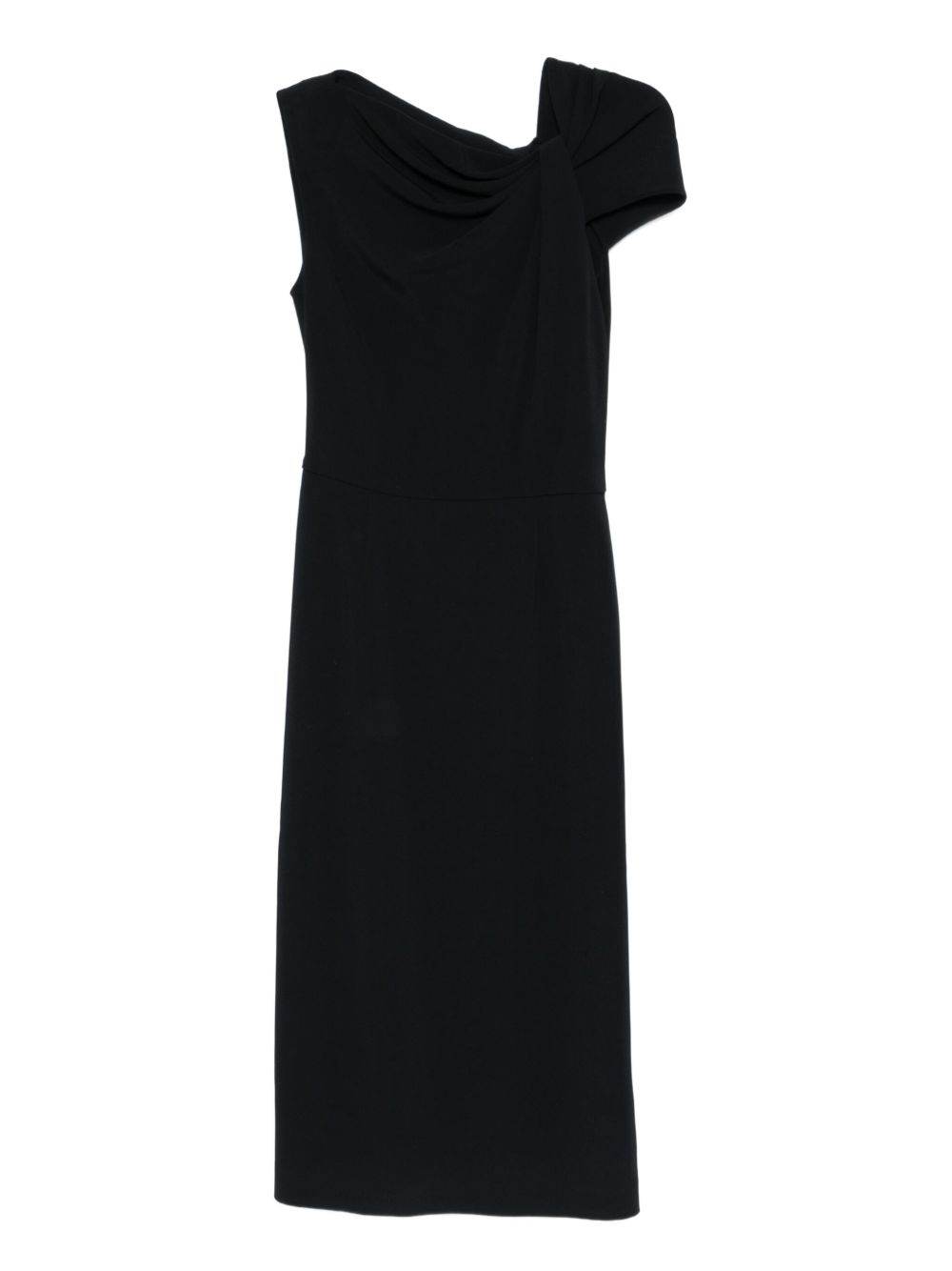 Givenchy Draped One-Shoulder Midi Dress Black