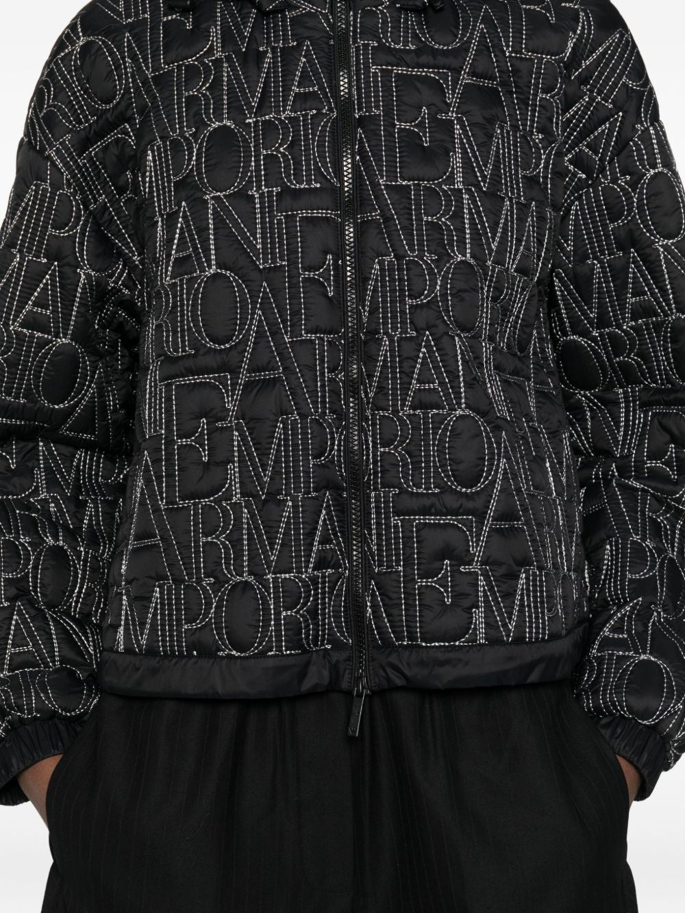 Emporio Armani All-Over Logo Nylon Blouson Jacket Black