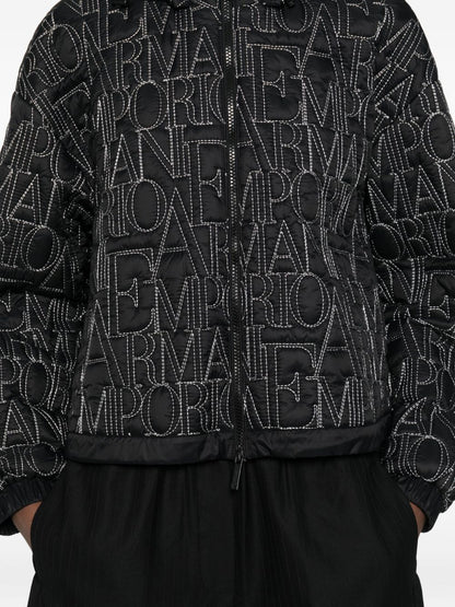 Emporio Armani All-Over Logo Nylon Blouson Jacket Black