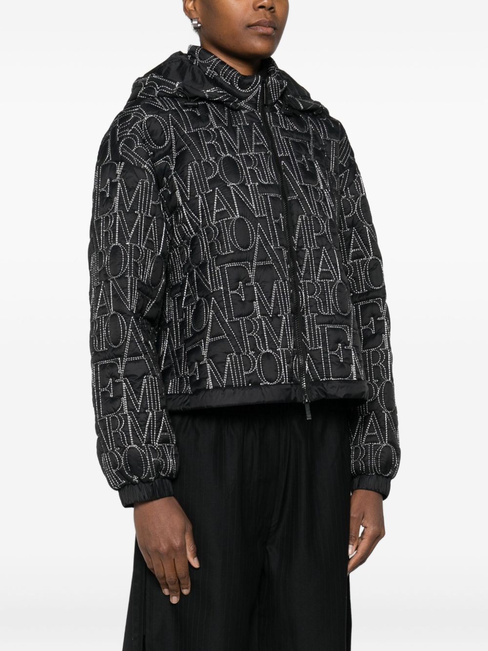Emporio Armani All-Over Logo Nylon Blouson Jacket Black