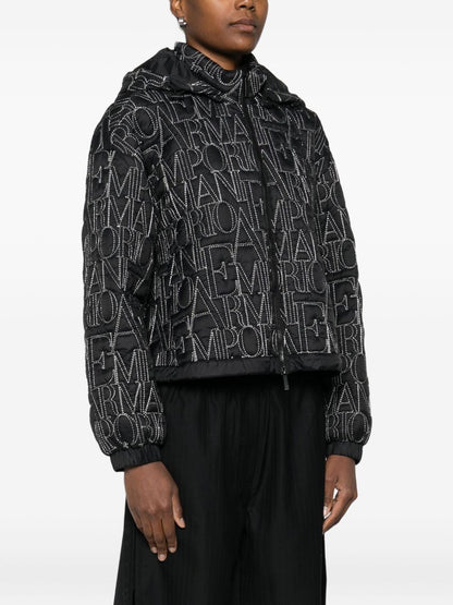 Emporio Armani All-Over Logo Nylon Blouson Jacket Black