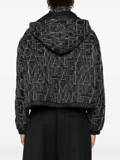 Emporio Armani All-Over Logo Nylon Blouson Jacket Black
