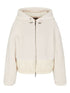 Emporio Armani Cropped Fleece Jacket with Drawstring Hood Ivory Ivory