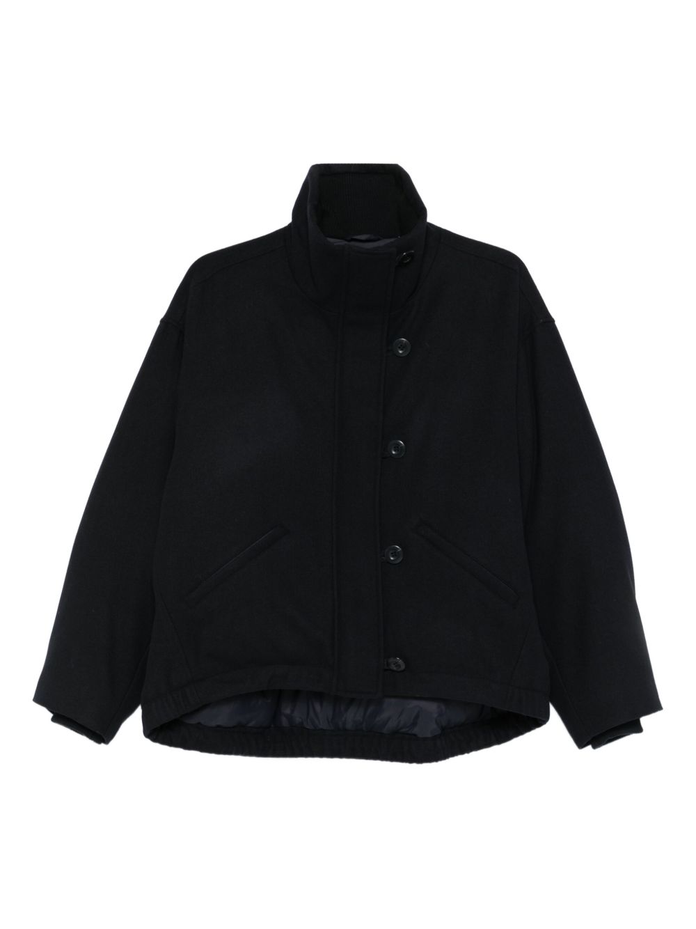 Emporio Armani Capsule Wool-Blend High Neck Coat Blue