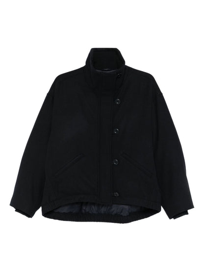 Emporio Armani Capsule Wool-Blend High Neck Coat Blue