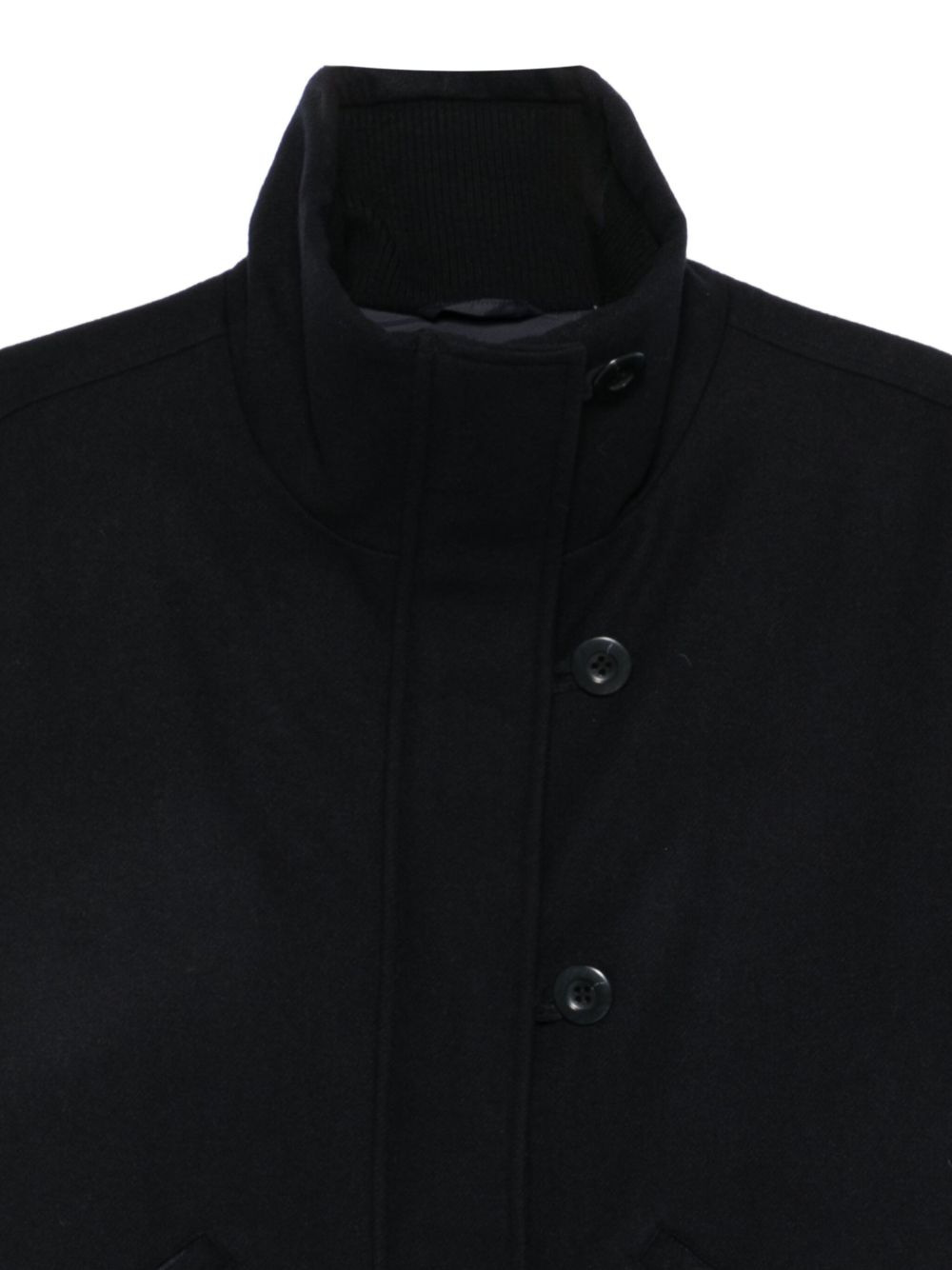 Emporio Armani Capsule Wool-Blend High Neck Coat Blue