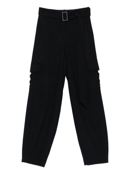 Emporio Armani High-Waisted Virgin Wool Blend Trousers Blue blue