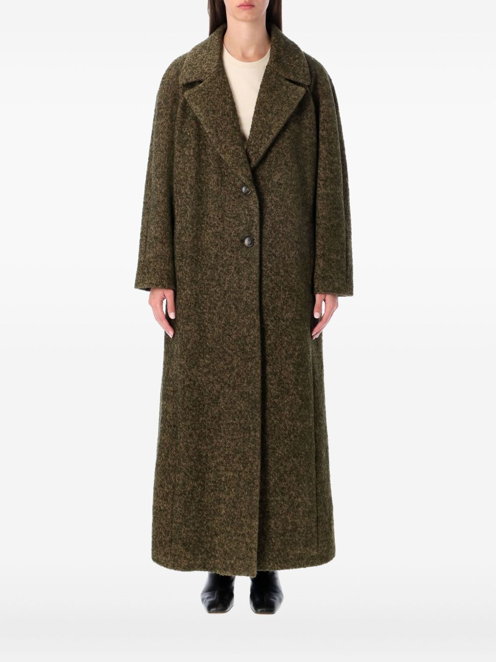 Emporio Armani Single-Breasted Wool Blend Coat Green