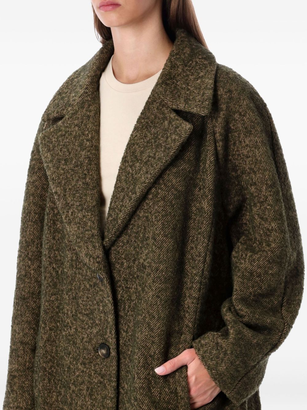 Emporio Armani Single-Breasted Wool Blend Coat Green