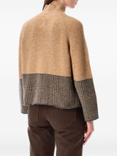 Emporio Armani Check Pattern Turtleneck Alpaca Wool-Blend Sweater Camel