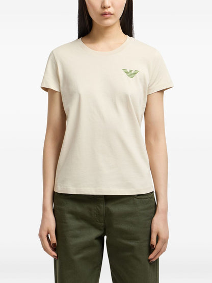 Emporio Armani Cotton Graphic Logo T-Shirt Beige Beige