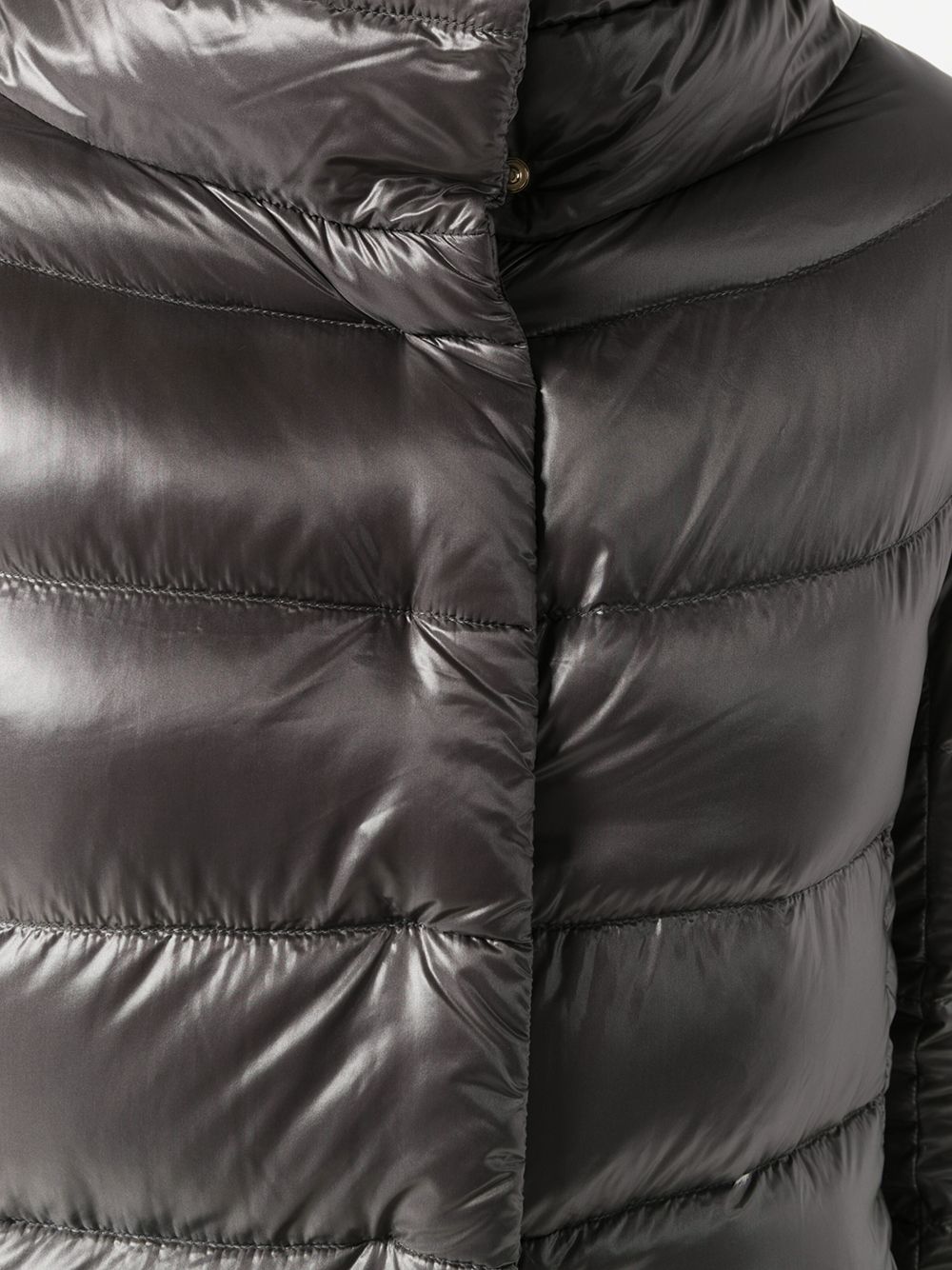 Herno Dora Long Down Jacket in Grey with High Neck Grey