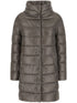 Herno Dora Long Down Jacket in Grey with High Neck Grey