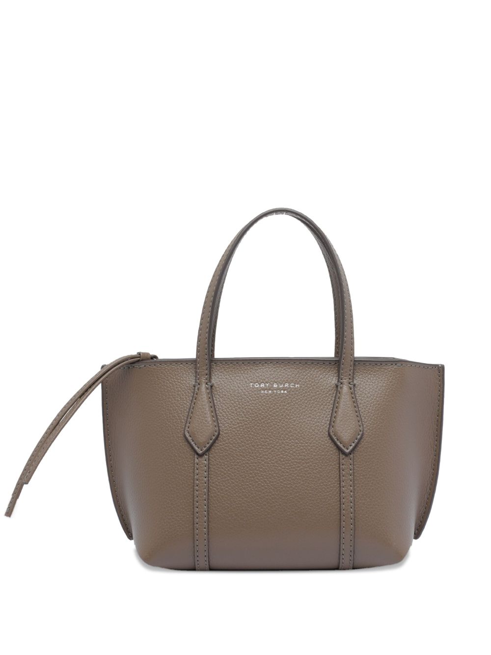 Tory Burch Perry Mini Calf Leather Tote Light Brown