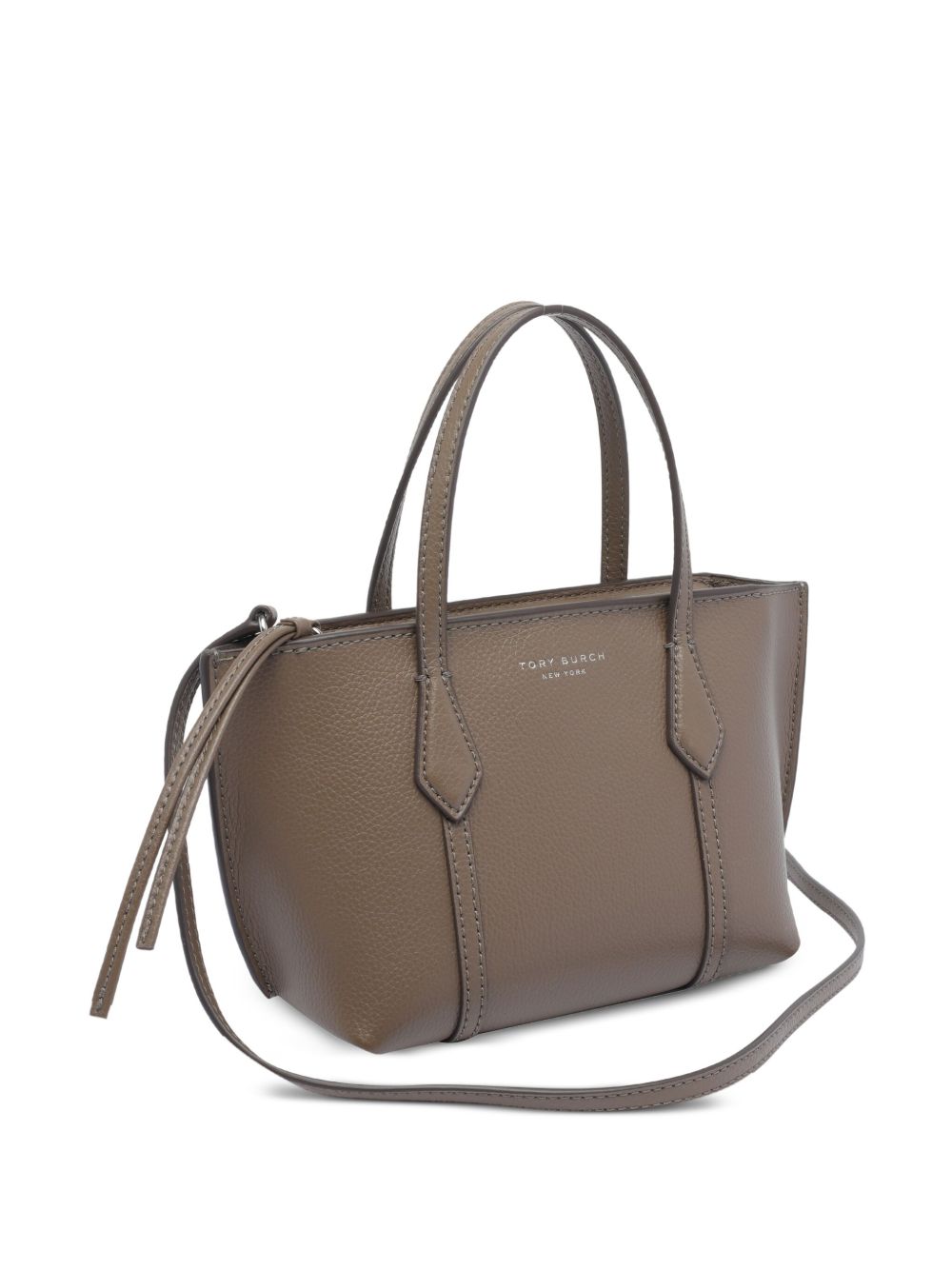Tory Burch Perry Mini Calf Leather Tote Light Brown