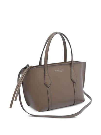 Tory Burch Perry Mini Calf Leather Tote Light Brown
