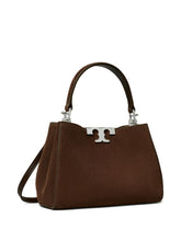 Tory Burch Eleanor Mini Dark Brown Suede Top Handle Bag Brown
