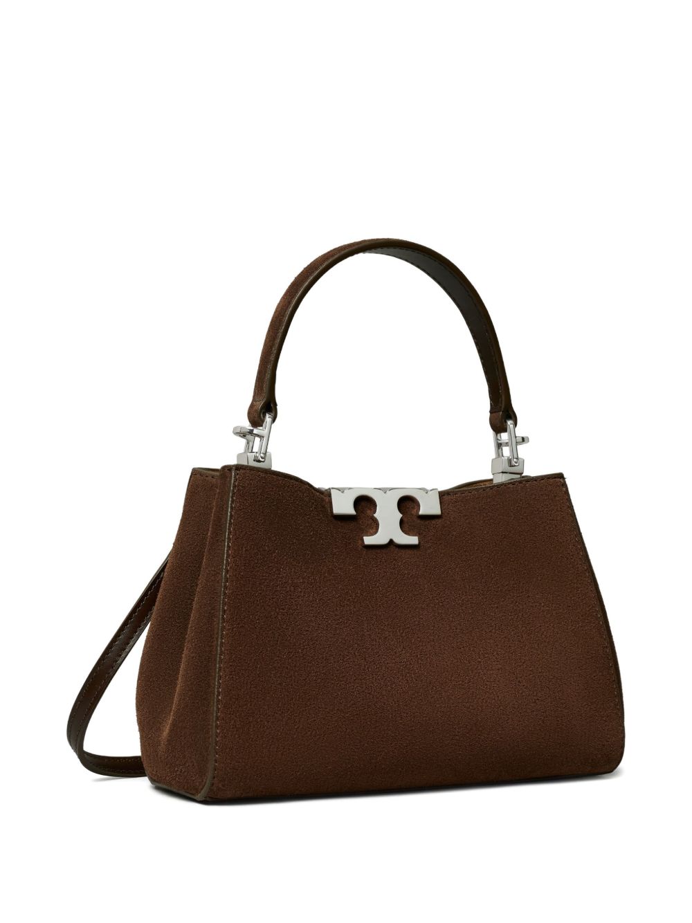 Tory Burch Eleanor Mini Dark Brown Suede Top Handle Bag Brown